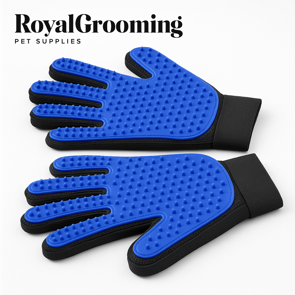Pet Dog Grooming Brush Dog Cat Hair Remover Mitt Massage DE Shedding 1 Pair Blue Gloves for Dog - Brushes Gloves for Gentle Shedding - DE Shedding Efficient Pets Hair Remover Mittens