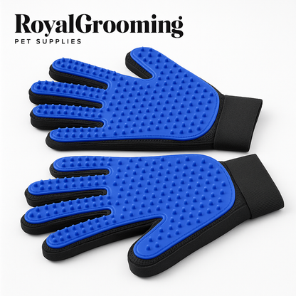 Pet Dog Grooming Brush Dog Cat Hair Remover Mitt Massage DE Shedding 1 Pair Blue Gloves for Dog - Brushes Gloves for Gentle Shedding - DE Shedding Efficient Pets Hair Remover Mittens